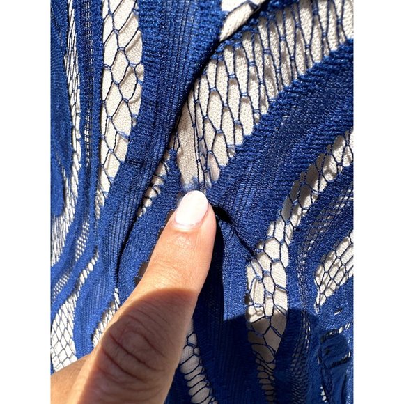 K Jordan Lace Dress Women's Large Navy Blue V-Neck Fringe Hem Spaghetti Strap - Picture 12 of 12